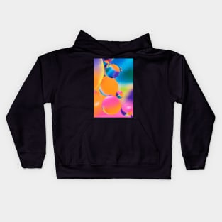 Colorful close up of oil drops in water Kids Hoodie